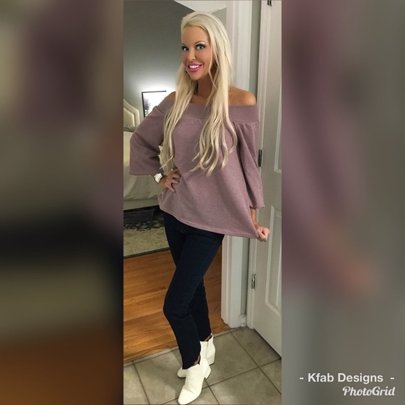 LAST 1! 🛍 Soft Mauve Off Shoulder Sweater ! - Picture 3 of 6